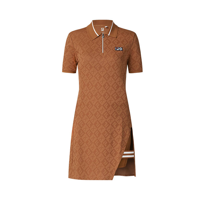 FILA Athletics Tennis Short Sleeved Dress Women's Pineapple Brown