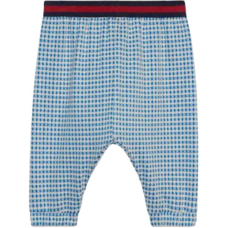 GUCCI Kids' Apparel, Plaid Elastic Cuff Full Length Pants Blue Infant And Toddler