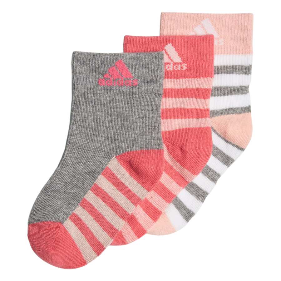 Adidas Adidas STR ANK SCK Socks 3 Pack Rose Red/Gray/White Kids'