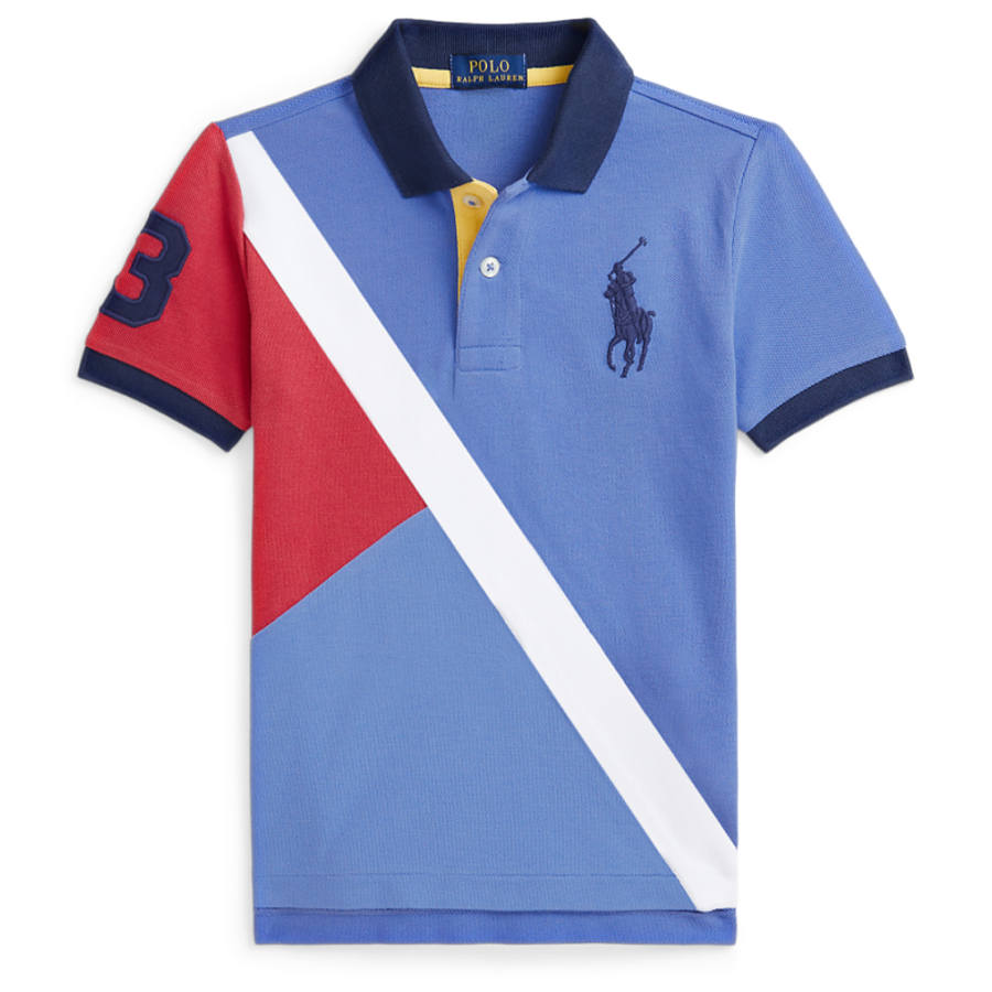 Polo Ralph Lauren Cotton Mesh Colorblock Pattern Polo Shirt Multicolor Kids'