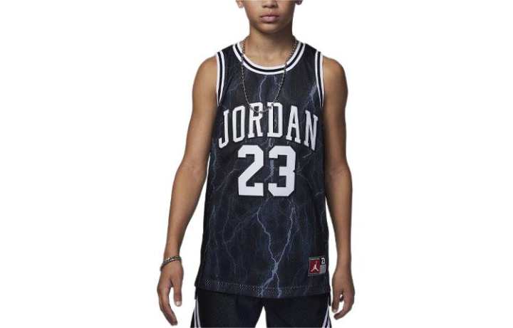 Jordan Jordan 23 Striped Jersey Tank Top Black Kids'