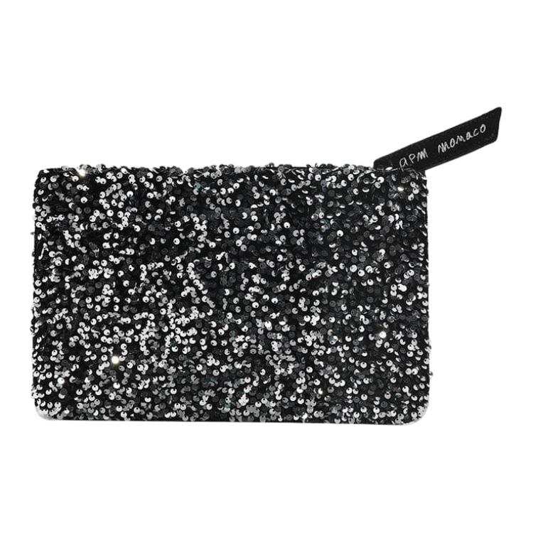 Apm Monaco Cotton Fabric Clutch Regular Women's Black & Silver