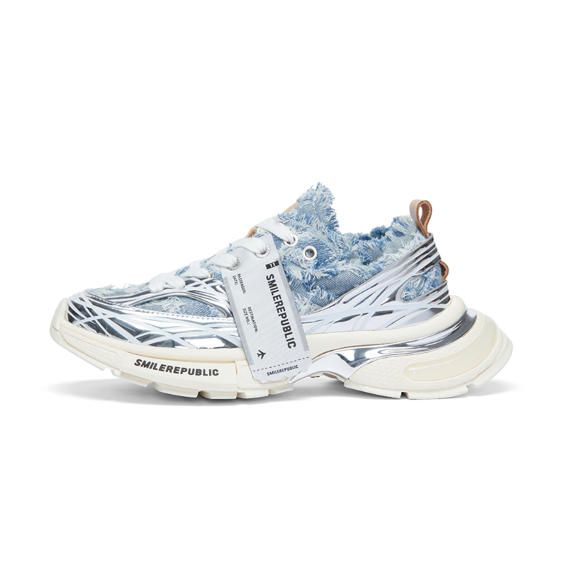 SMILEREPUBLIC SKYLINE Cushioning Height Increasing Low top Chunky Sneakers Unisex Blue White