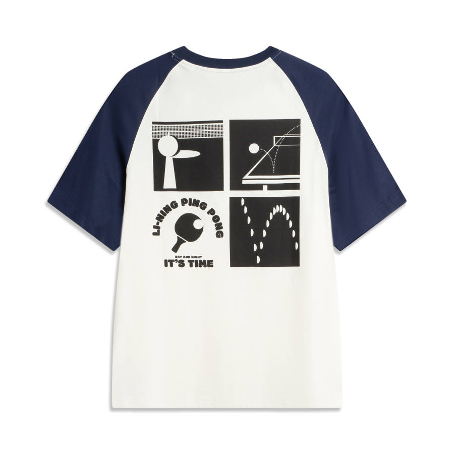 Li-Ning Li Ning Sports Life Collection T Shirt Men's Ivory/Dark Ship Blue
