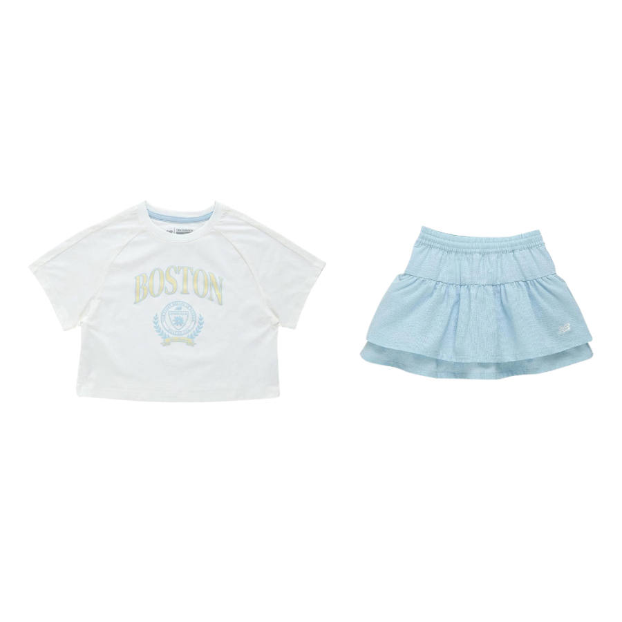 New Balance Children Aged 3 7 Years Old New Balance Skirt Set NBgC SS25 2 Piece Set White