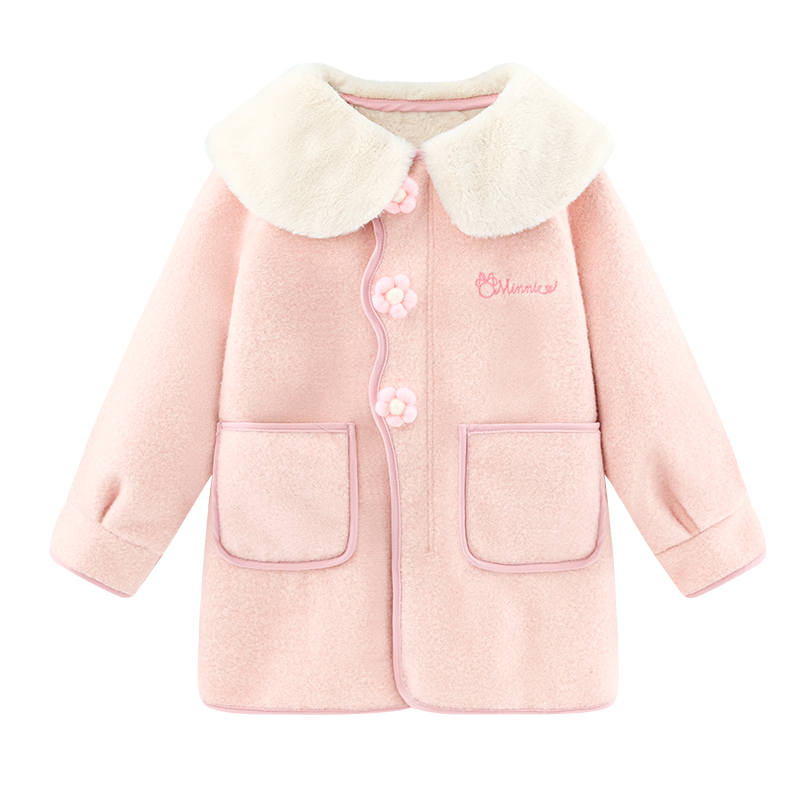Disney Kids Wool Coats Peter Pan Collar Thickened And Fleece Lined