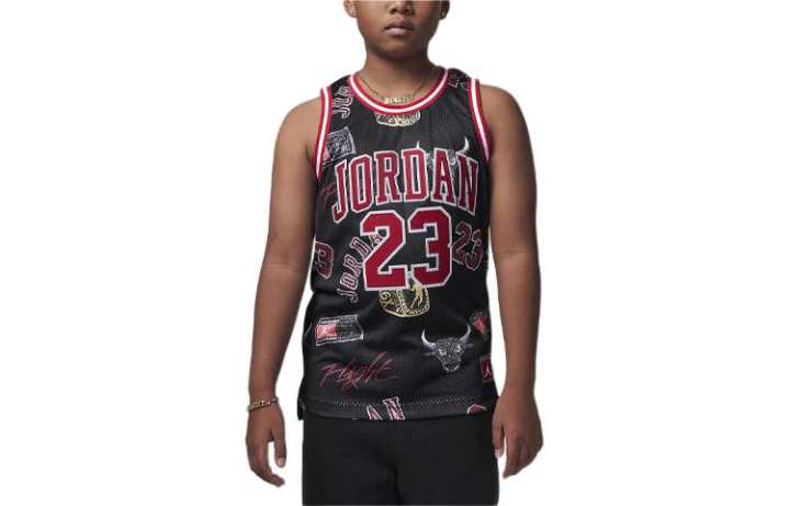 Jordan Jordan 23 Striped Jersey Tank Top Black Kids'