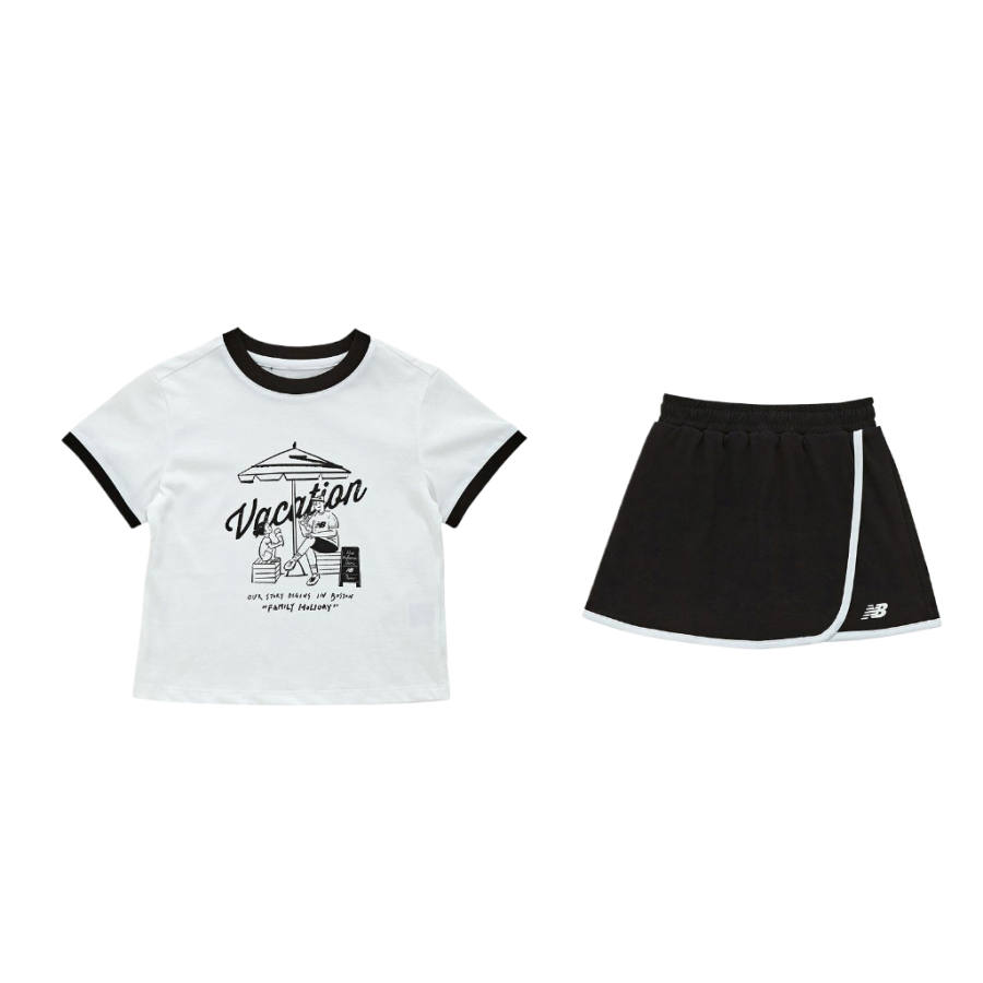 New Balance Children Aged 3 7 Years Old New Balance Skirt Set SS25 2 Piece Set Black