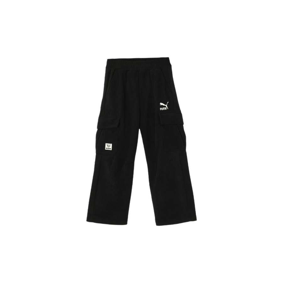 PUMA Sportstyle CARGO STRAIGHT LEG Casual Fleece Lined Workwear Full Length Pants Black Kids'