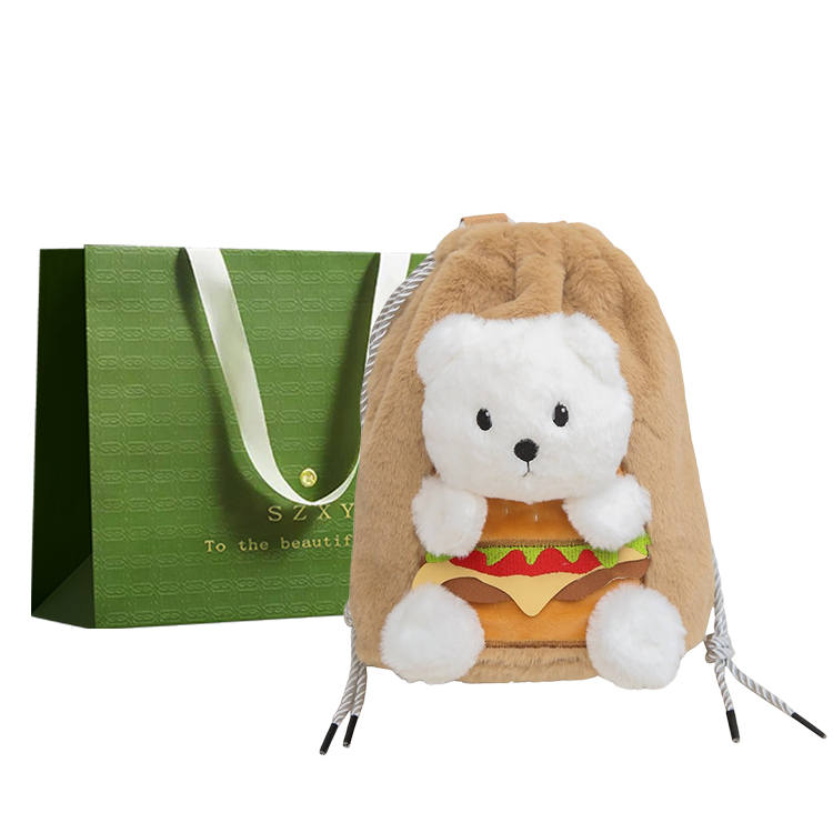 SANZHIXIAOYA Plush Backpack Regular Women's Yellow/Brown/White