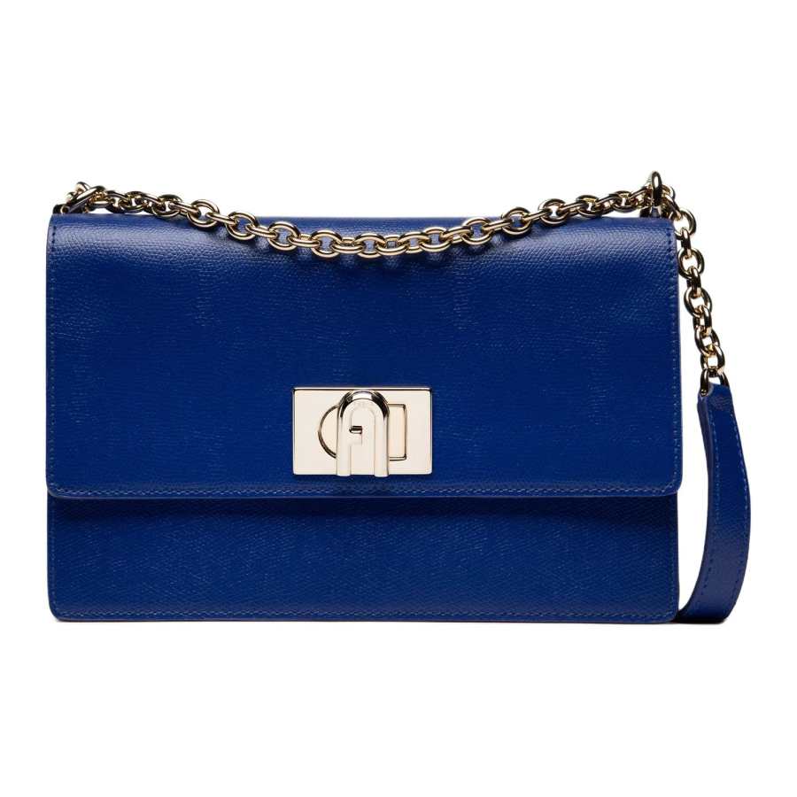 Furla 1927 Collection Leather Shoulder Bag, Crossbody Bag Small Women's Marine Blue