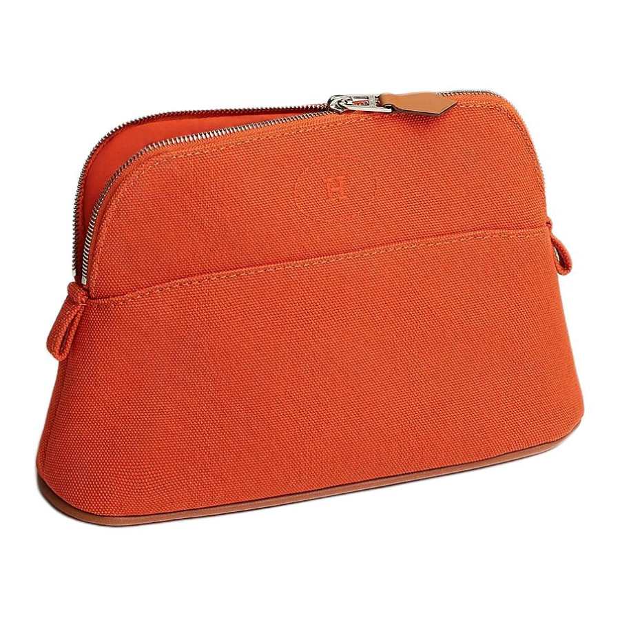 HERMES Bolide Cotton Clutch Mini Women's Orange Blessing Color