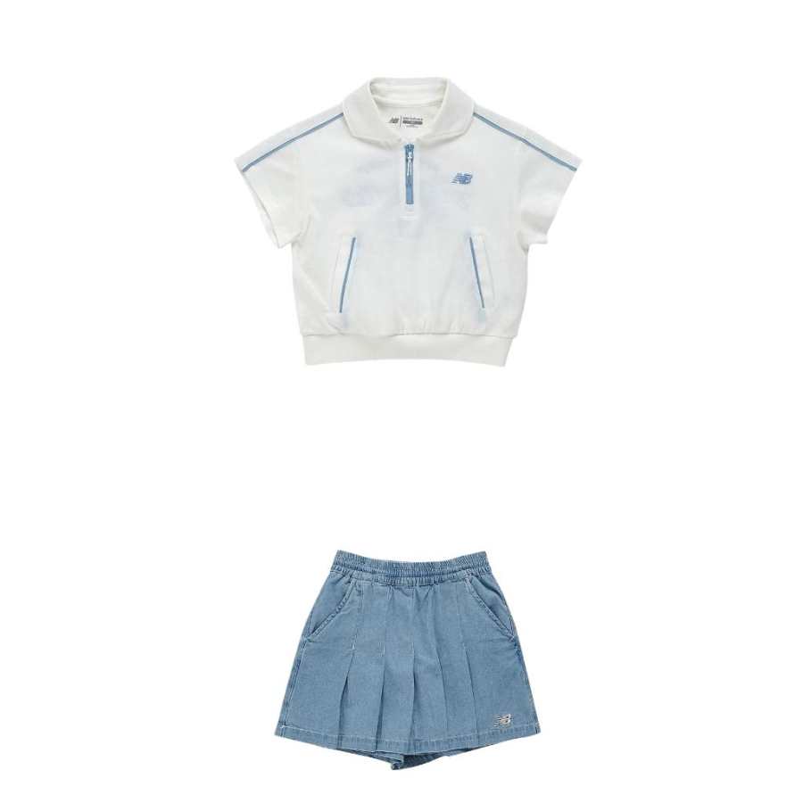 New Balance Children Aged 3 7 Years Old New Balance Skirt Set White Blue