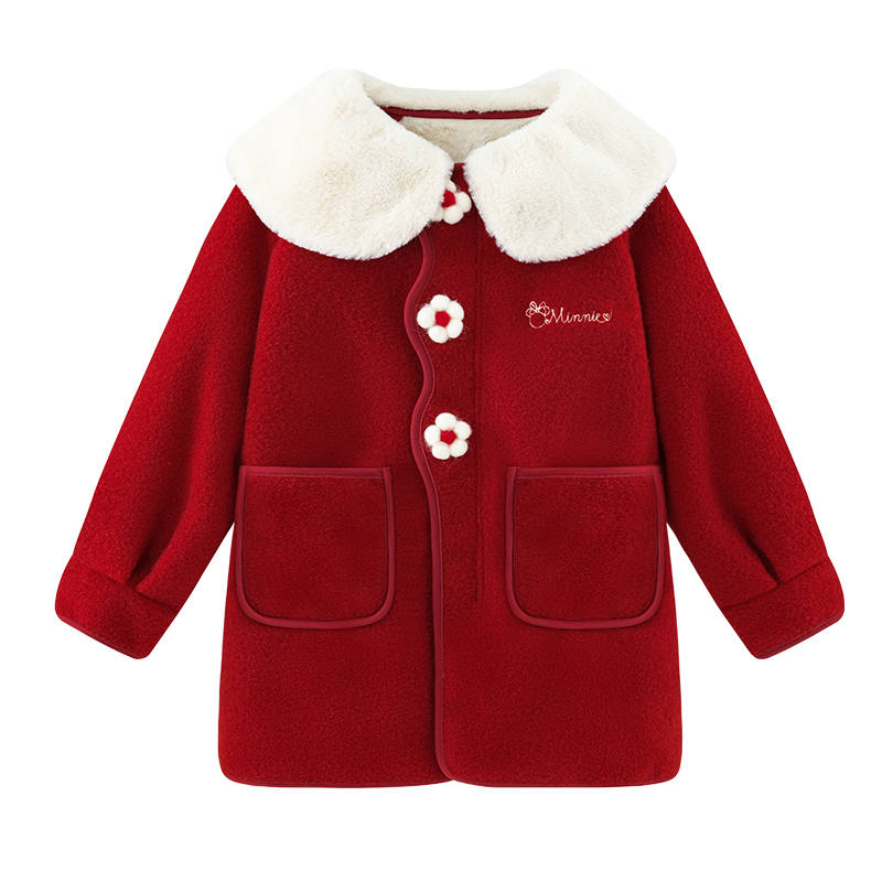 Disney Kids Wool Coats Lapel Thickened And Fleece Lined