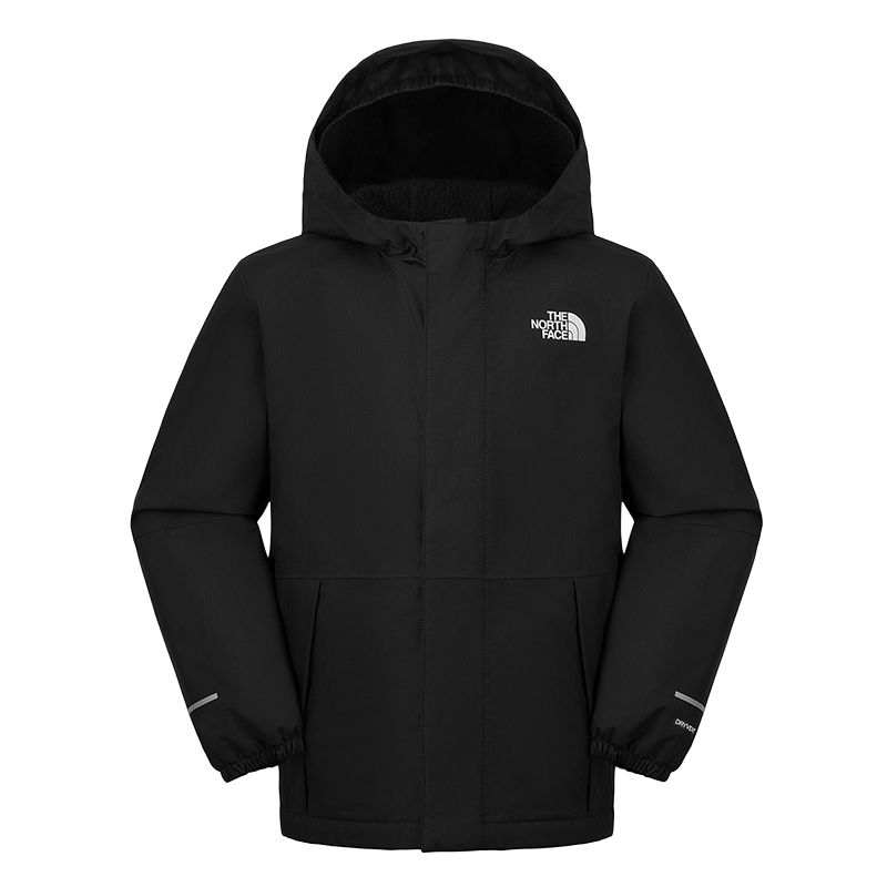 THE NORTH FACE Windbreaker Jacket Waterproof Thermal Fleece Lined Hooded Hard Shell Cosmic Black Kids'