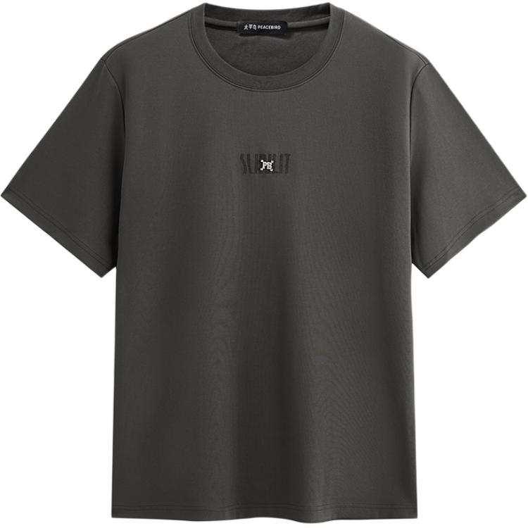 PEACEBIRD MEN T Shirts Men's Gray 1 Crew Neck Heavyweight