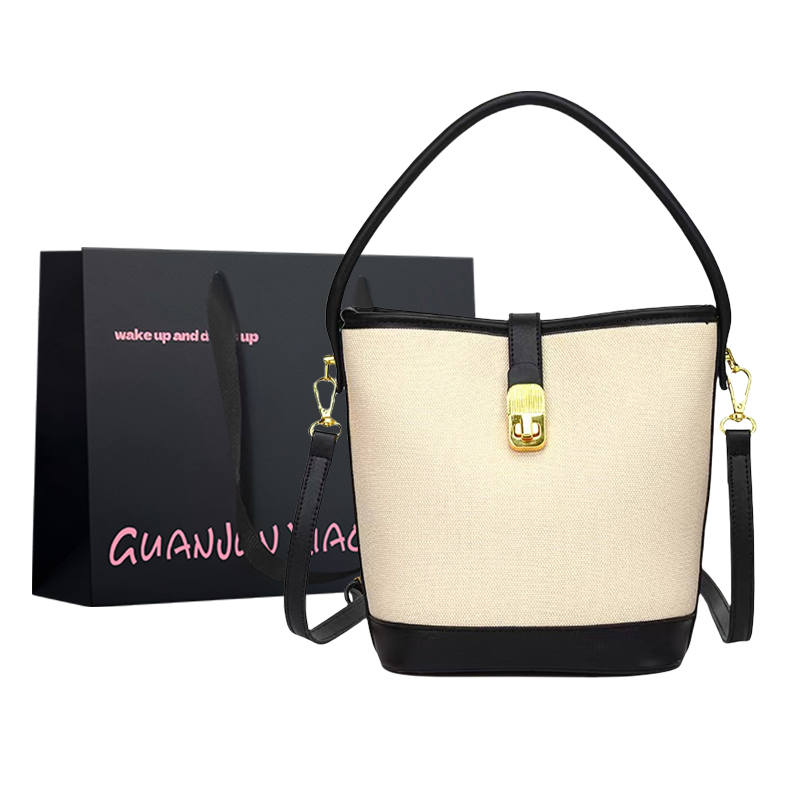 GUANJUNXIAOXIONG Pu Bucket Bag Handbag Women's Black/Brown