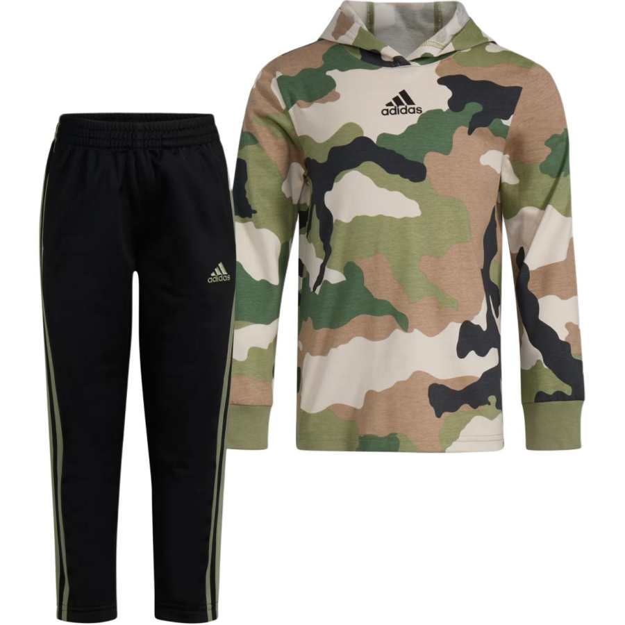 Adidas Adidas Chi Aop Hded Tee Pant Set F24 Casual Sportswear Green Kids'