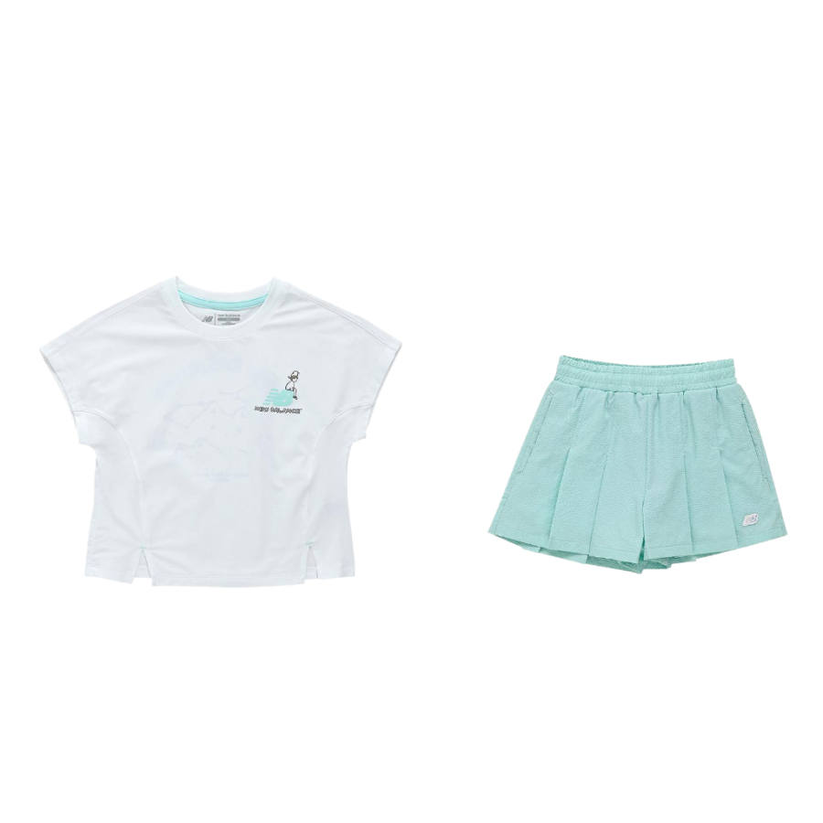 New Balance Children Aged 3 7 Years Old New Balance Skirt Set INSPIRE THE DREAM SS25 2 Piece Set Mint Green