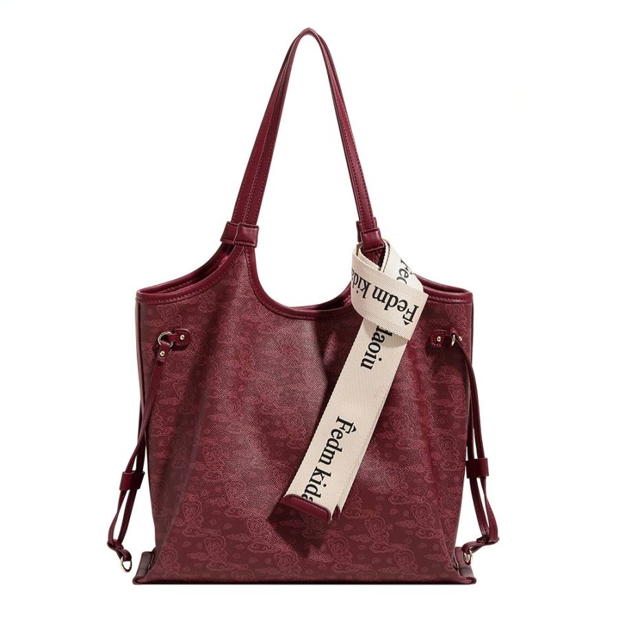 PAYOT Synthetic Leather Vermilion Tote Bag, Shoulder Bag Regular Women's Burgundy