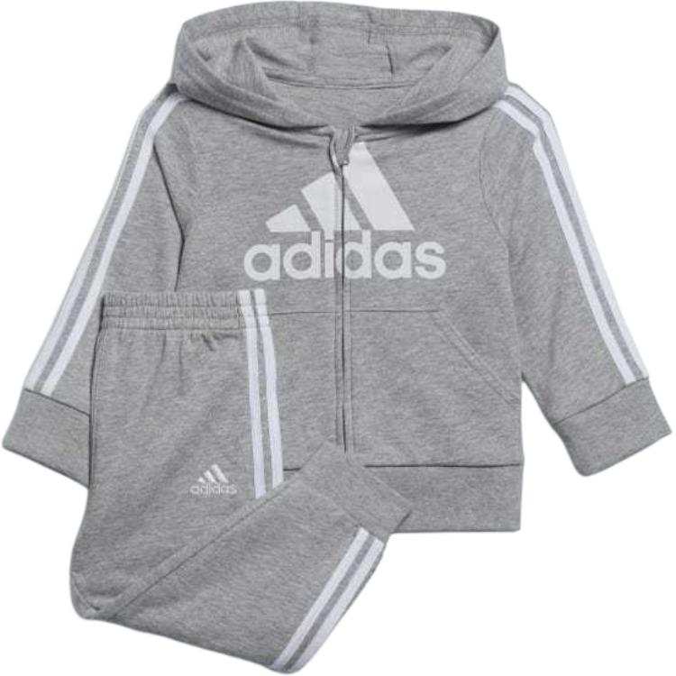 Adidas Adidas Kids' Apparel Badge Of Sport French Terry Hooded Jacket Set Casual Sportswear Gray Infant And Toddler