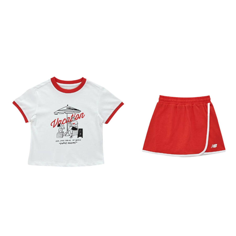 New Balance Children Aged 3 7 Years Old New Balance Skirt Set FAMILY HOLIDAY 2 Piece Set Red