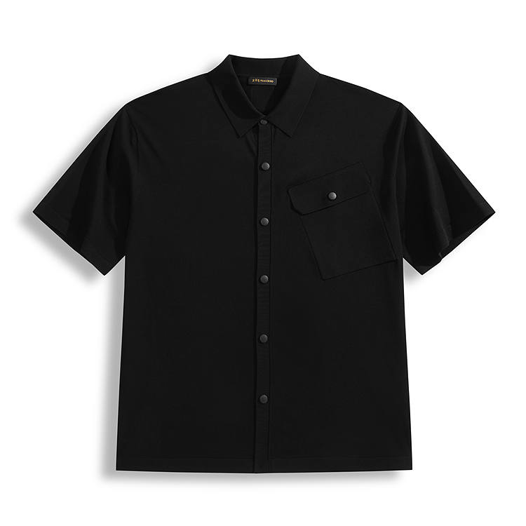PEACEBIRD MEN Polo Shirts Men's Black 1 Polo Collar Moderate Straight Fit