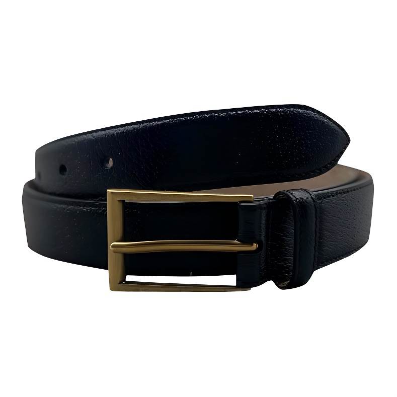 GUCCI Litchi Grain Pin Buckle Cow Leather Belts Unisex Black