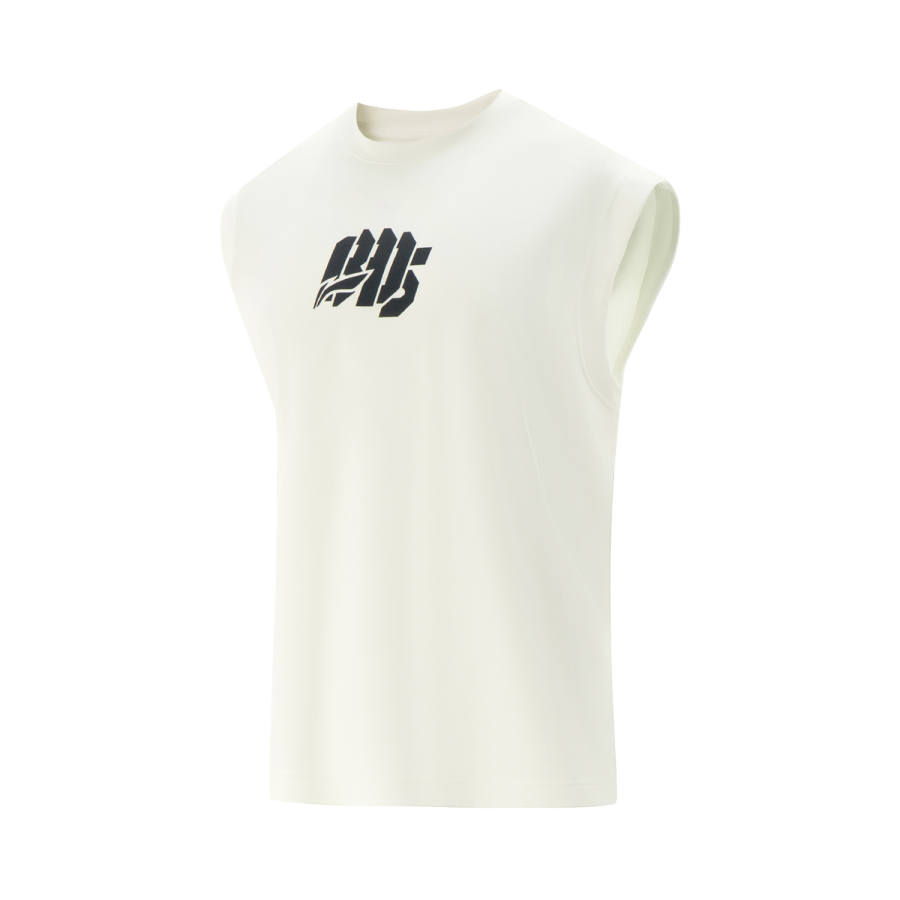 Li-Ning Li Ning Tank Tops Men's Ivory Crew Neck Moderate Straight Fit