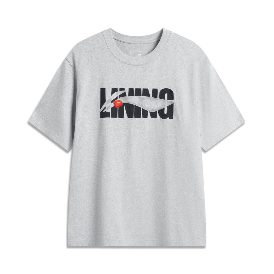 Li-Ning Li Ning Sports Life Collection T Shirt Unisex Heather Gray Light Lime