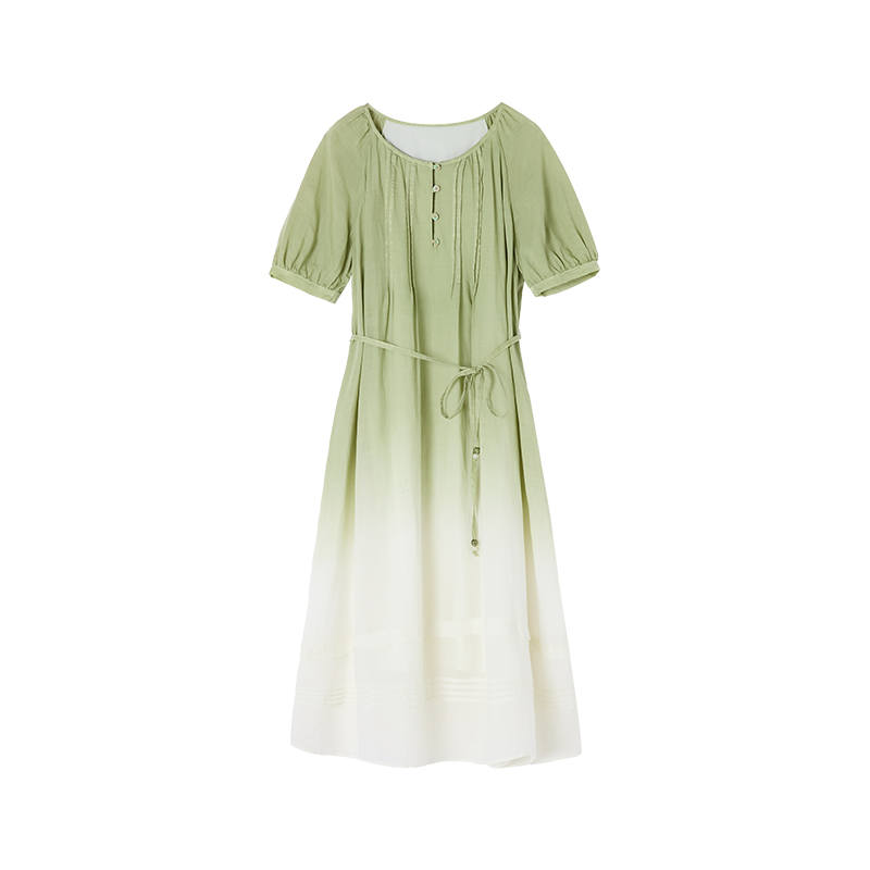 XIANGYING Short Sleeved Dress Women's Fruit Green