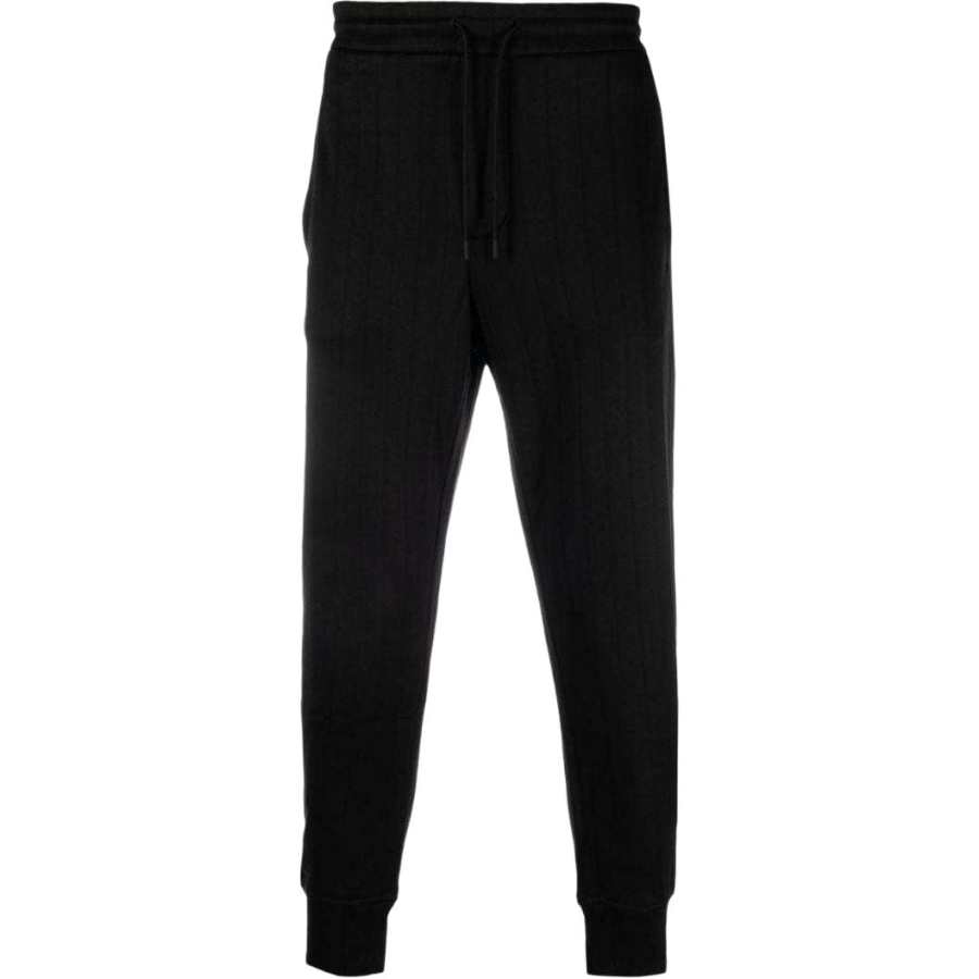 EMPORIO ARMANI Knitted Sweatpants Men's Black Moderate Cuffed Pants