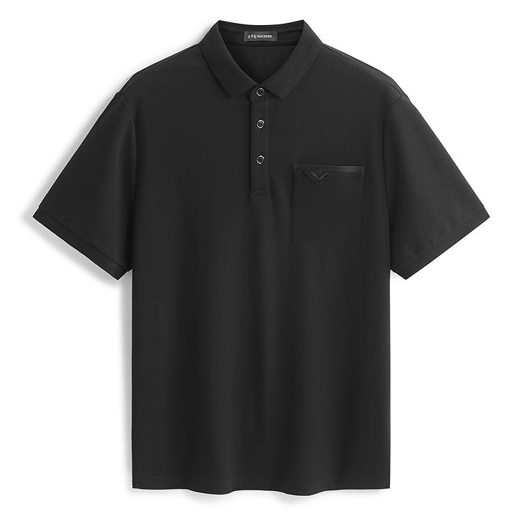 PEACEBIRD MEN Polo Shirts Men's Black 1 Polo Collar Moderate Straight Fit