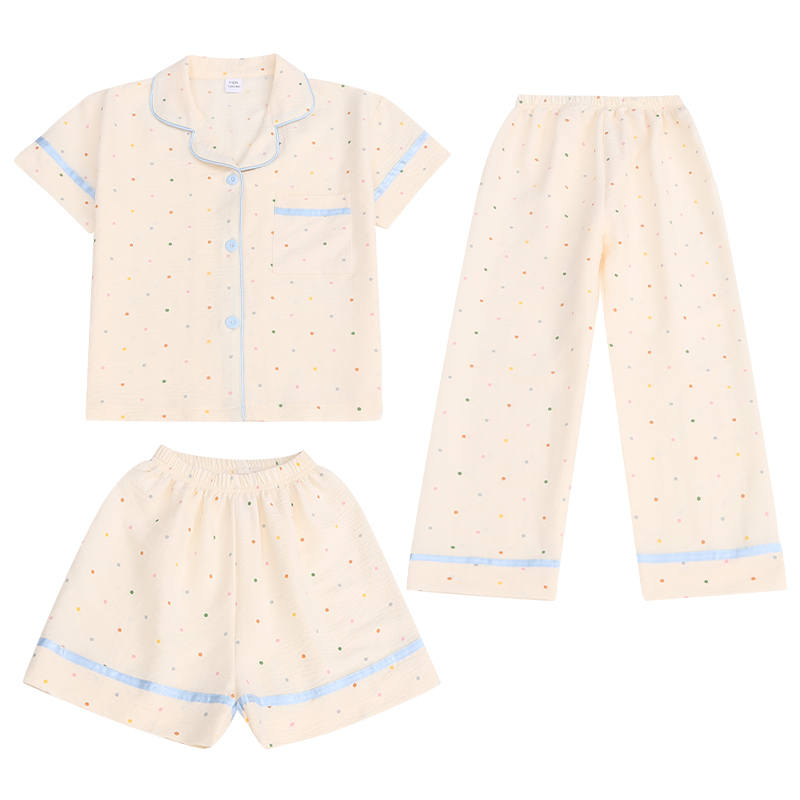 Lanza Loungewear Set Apricot Top+Apricot Shorts+Apricot Pants Kids'