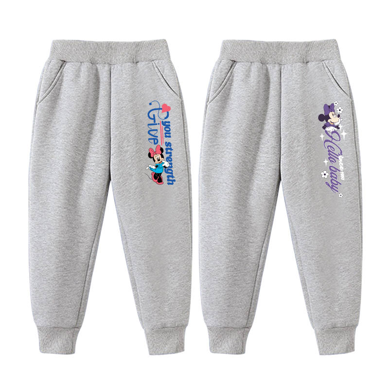 Disney Full Length Pants Cartoon Letter Print Soft Skin Friendly Thickened And Fleece Lined 2 Pack Kids'