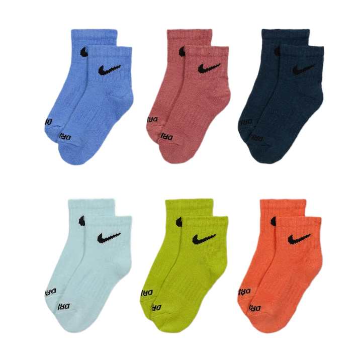 Nike Nike Dri Fit Socks 6 Pack Blue/Brown/Black/Cyan/Green/Orange Kids'
