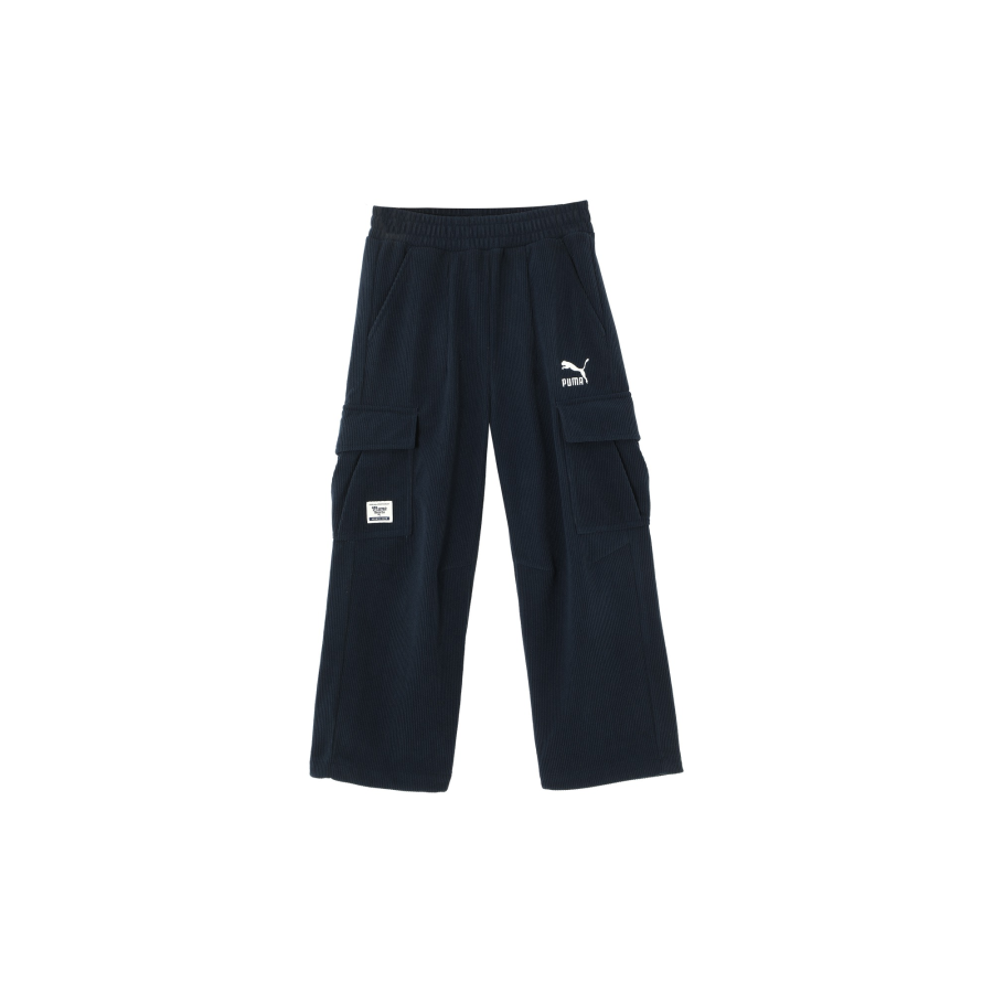 PUMA Sportstyle CARGO STRAIGHT LEG Casual Fleece Lined Workwear Cargo Pants Kids' Dark Blue