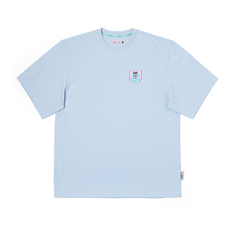 Lee Lee T Shirts Unisex Sky Blue Crew Neck Moderate