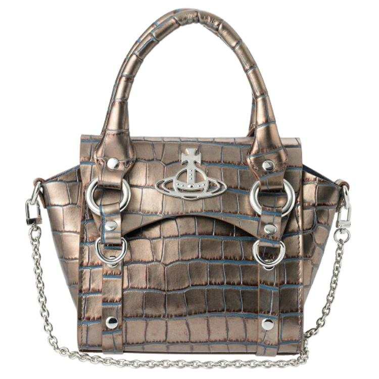 Vivienne Westwood BETTY Leather One Shoulder Handbag Mini Women's Silver Gold