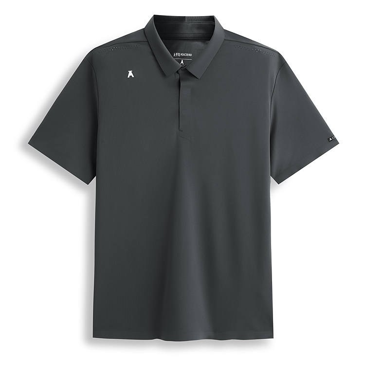 PEACEBIRD MEN Polo Shirts Men's Black Gray 1 Polo Collar Moderate Straight Fit