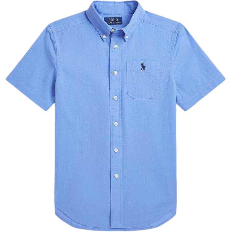 Polo Ralph Lauren SS25 Solid Color Animal Pattern Brand Logo Shirt Summer Teenagers Hong Kong Island Blue