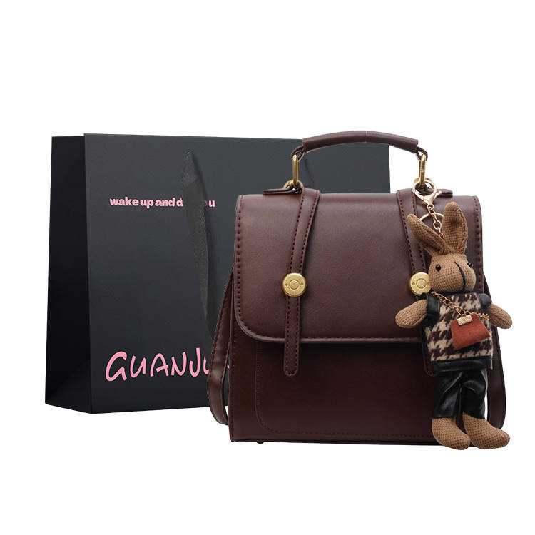 GUANJUNXIAOXIONG Pu Backpack Regular Women's Ecru/Black/Brown