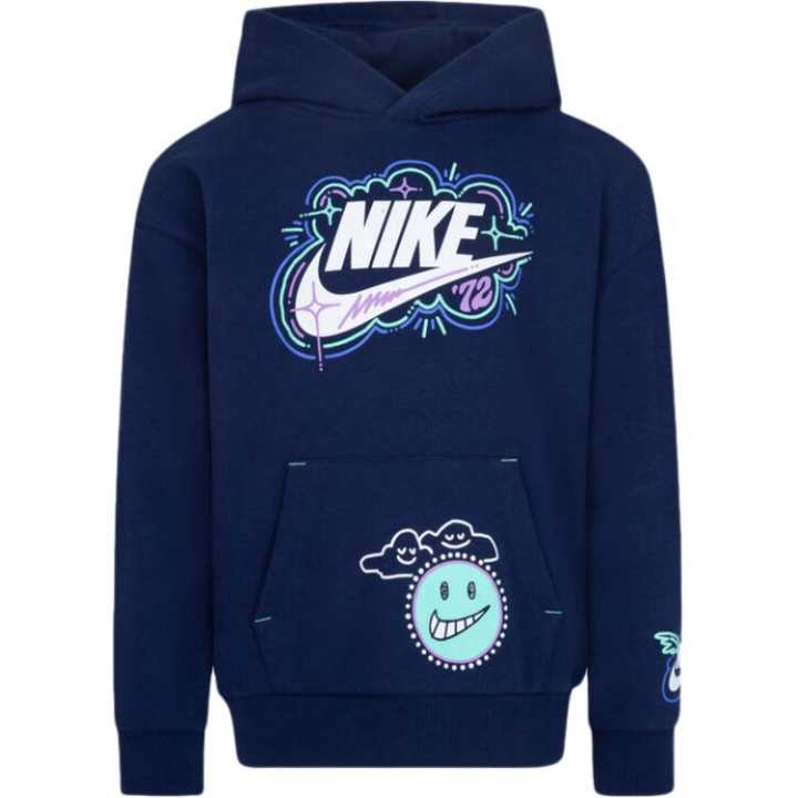 Nike Nike Logo Hooded Long Sleeved Sweatshirt Marine Blue Children Aged 3 7 Years Old