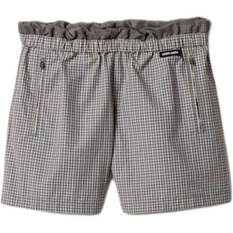 MIU MIU MIU MIU Checked Elastic Waist Shorts