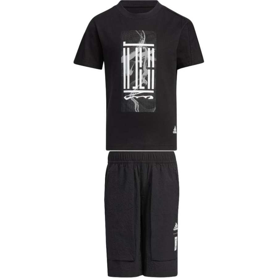 Adidas Adidas Casual Sportswear Wuji Series Black/Black Children Aged 3 7 Years Old