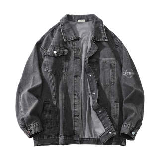 LIVINGTOWN Denim Jackets Unisex Lapel Moderate Straight Fit