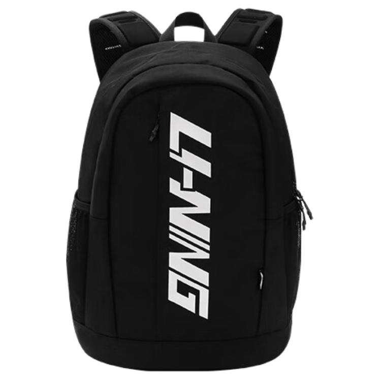 Li-Ning Li Ning Polyester Backpack Medium Unisex Black & White With Print