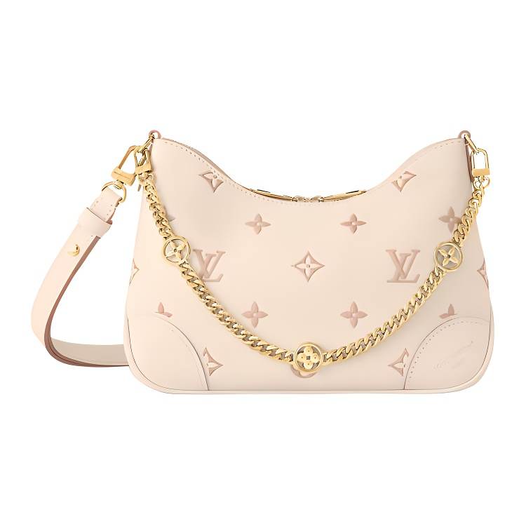 LOUIS VUITTON Boulogne Embossed Grain Cow Leather Shoulder Bag Women's Beige