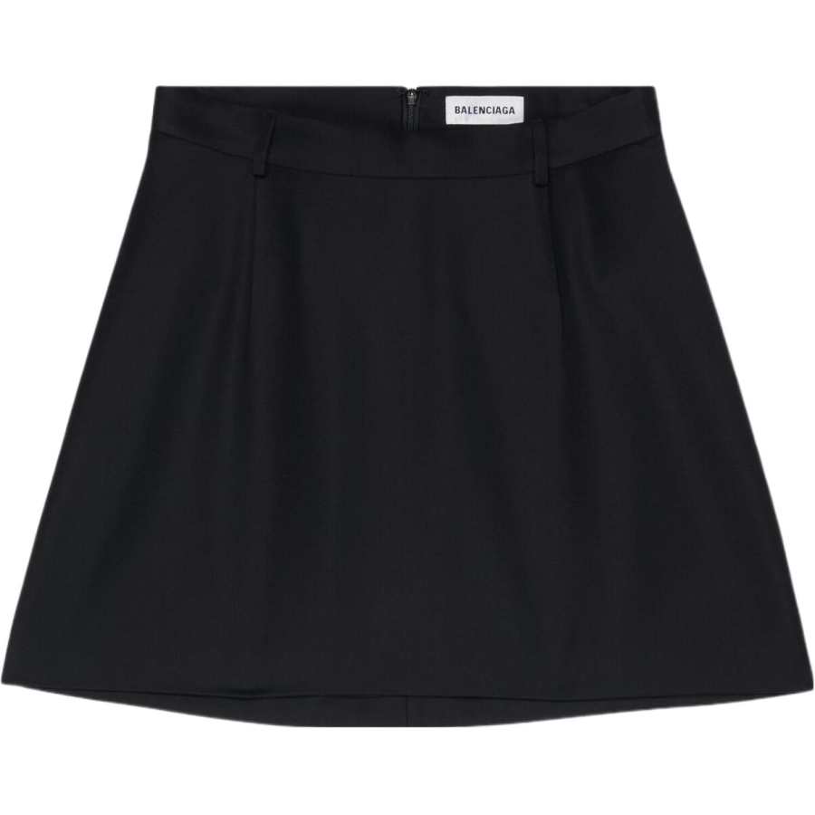Balenciaga Women's Virgin Wool Twill Large Fit Mini Skirt Black