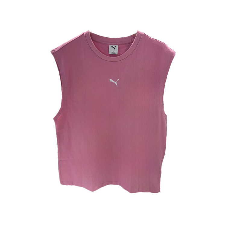 PUMA Tank Tops Men's Pink Crew Neck Moderate Straight Fit